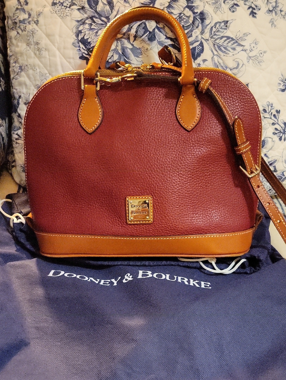 Dooney & Bourke Pebbled leather Dome Satchel w Crossbody Shoulder Strap